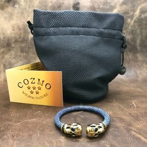Cozmo Gold and Blue Skull Bracelet